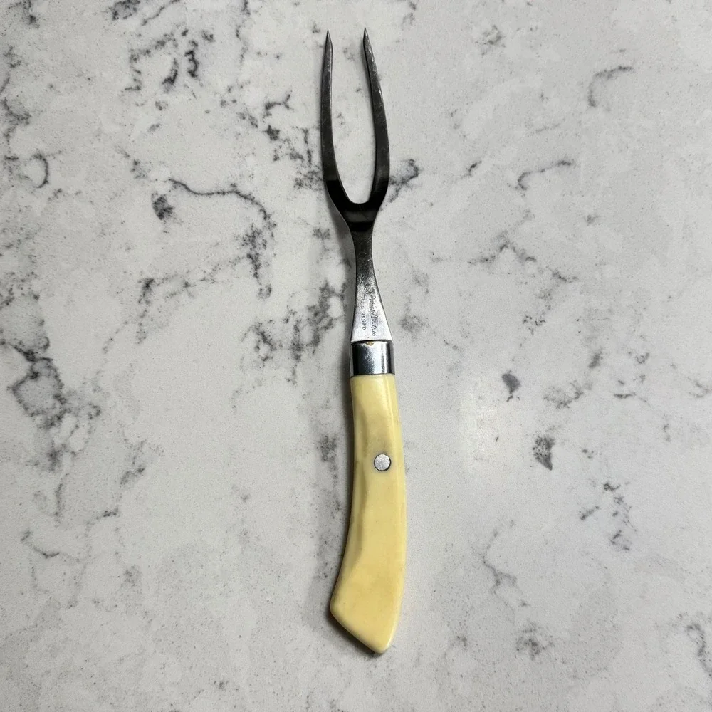 VINTAGE Crown Awards STEAK AND RIB Fork Bakelite Handle Micro‎ Honed Made Japan